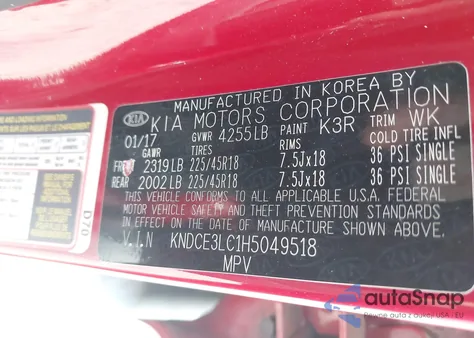 2017 Kia Niro Touring from USA, damaged, VIN KNDCE3LC1H5049518